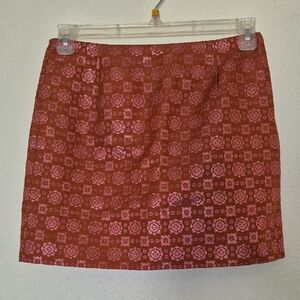 J. Crew Copper & Pink Silk & Metallic Mini Skirt with Pockets